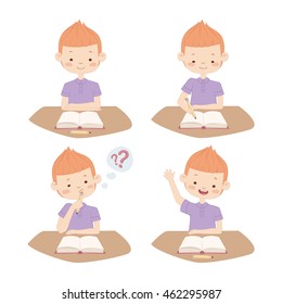 Concept set boy in class.