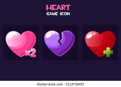 Concept set game hearts icons for design.