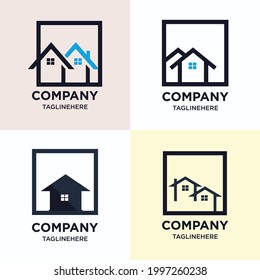 The concept of a set of house logos with a simple and elegant design
