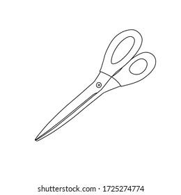 The concept of sewing. Scissors for cutting and sewing. Vector illustration of a drawn isolated sketch. Doodle style, flat design.