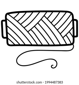 The concept of sewing. A spool of thread. Vector illustration of a drawn isolated sketch. Doodle style, flat design.