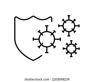 Concept shield protects against viruses outline style vector icon