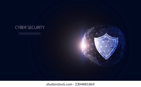 concept shield and world shield cyber security online theft protection