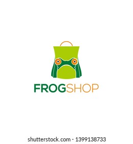 the concept of a shopping bag logo, a combination with frogs