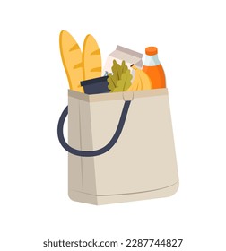 Concept Shopping bag supermarket basket. A captivating flat vector illustration designed for web use, showcasing an engaging shopping cartoon concept on a white background. Vector illustration.