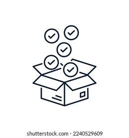 The concept of shopping delivery, unpacking. vector icon isolated on white background.