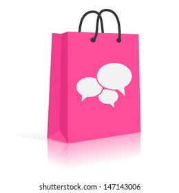 Concept. Shopping Talks. Customer Feedback. Shopping Bag With Speech Bubbles. Vector