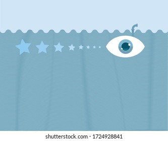 Concept to show seeking the future in a big blue sea of opportunity.