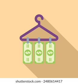 Concept showing illegal money laundering using a clothes hanger