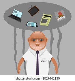 The concept shows how information is managed by an unconscious person. Vector illustration.