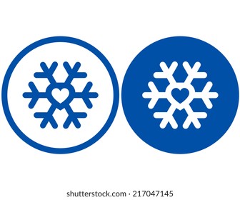 concept sign with blue heart in snowflake