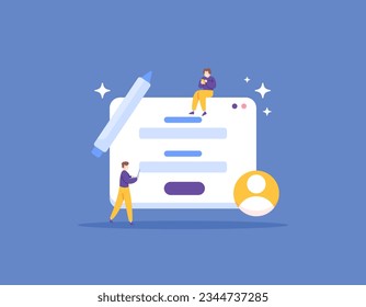 concept of sign up or registration. register on a website. enter username and password. login on the website page. new users and technology. flat and minimalist illustration concept design. vector