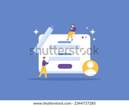 concept of sign up or registration. register on a website. enter username and password. login on the website page. new users and technology. flat and minimalist illustration concept design. vector