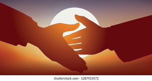 Concept of signing a collaboration agreement, with a handshake between two partners