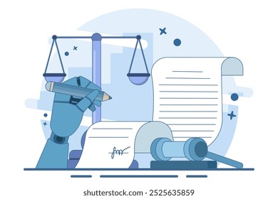 Concept of signing legal documents, electronic contracts or online agreements. Reading and signing the terms and conditions of the contract. To-do list. Flat vector illustration on background.