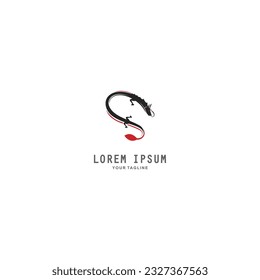 The concept of a simple dragon logo in black and red colors can be interpreted to form the letter S. Suitable for your business company icon