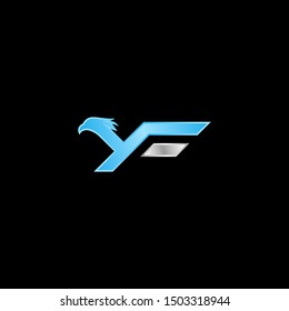 The concept of a simple logo from a combination of the letters 'Y and F' headed eagle