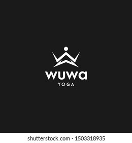 The concept of a simple logo from the letters 'W and W' in combination with yoga symbols