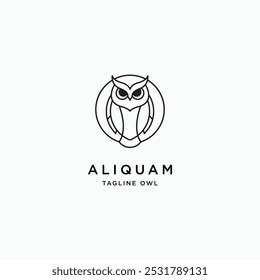 The concept of a simple logo and owl icon. Logos available in vectors. Minimalist style. - Vector