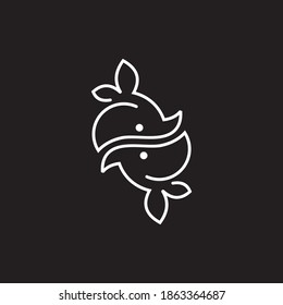 the concept of a simple, unique, creative combination of two fish logo