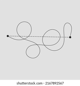 concept of simplified shortcut. Search for a shorter and smarter way. way out of a difficult situation business single line drawing