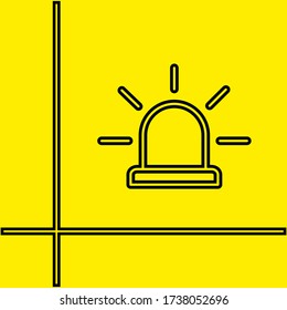 The concept of the siren symbol icon on a yellow background