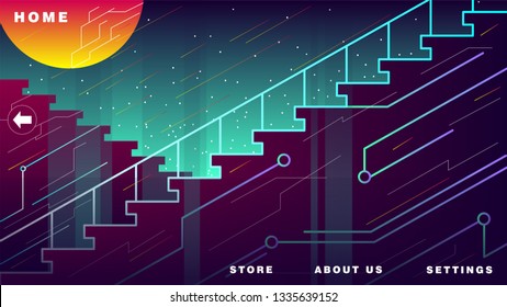 Concept of site. Colorful landscape. Abstract background. Graphic design. Digital art. Creative logo. Cartoon icon. Beautiful texture. Vector illustration 10 EPS