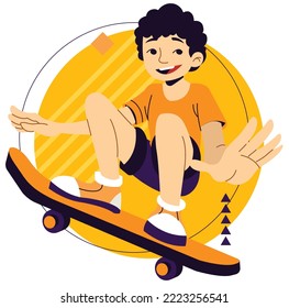 concepto de arte vectorial del jugador de skateboard e ilustración