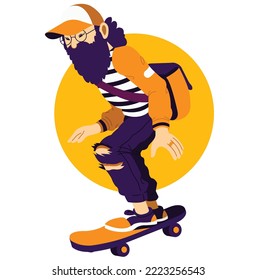 concept of skateboard player vector art and illustration