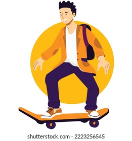 concept of skateboard player vector art and illustration