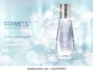 Concept Skin Care cosmetic. Regenerate cream and extract Background. Ads banner  with atoms molecule. Vector illustration. - Shutterstock ID 2163799457