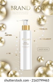 Concept Skin Care cosmetic. Regenerate cream and extract Background. Ads banner  with atoms molecule. Vector illustration.