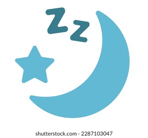 Concept Sleep icons moon star zzz. This illustration is a flat, vector cartoon design featuring sleep-related icons. Vector illustration.
