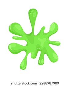 Concept Slime spot liquid. A green slime spot, rendered in a flat vector format, with a fluid texture and cartoonish design, on a white background. Vector illustration.