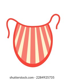 Concept Small kitchen apron with lines. This vector illustration depicts a small kitchen with a red apron featuring yellow lines. Vector illustration.