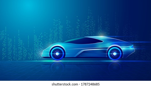 concept of smart car technology or driverless vehicle