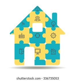 concept of smart house or smart home technology system with centralized control of lighting, heating, ventilation and air conditioning, security and video surveillance
