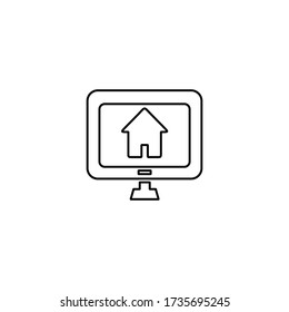 Concepto de tecnología de la casa inteligente. IoT integró el hogar con control centralizado de iluminación, calefacción, ventilación y aire acondicionado, seguridad y videovigilancia. Icono de línea de Internet de cosas.