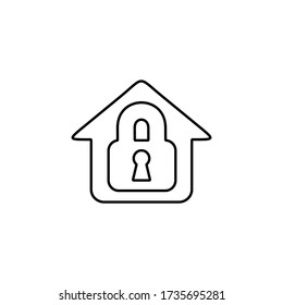 Concept of smart house technology. IoT integrated home with centralized control of lighting, heating, ventilation and air conditioning, security and video surveillance. Internet of things line icon.