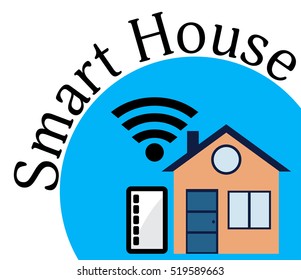 Concept of smart house technology system with centralized control. Security and automated system. Vector illustration.