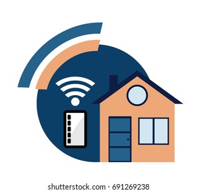 Concept of smart house technology system with centralized control. Security and automated system. Vector illustration.