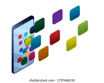 Concept smart phone screen with application icons. smart phone usability concept illustration. stock vector illustration