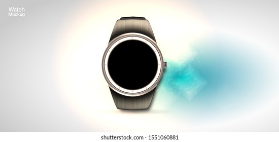 Concept of smart watches. Vector realistic illustration with a futuristic style. smart watch black color on white background.
