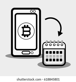 concept smartphone and calendar bitcoin money currency