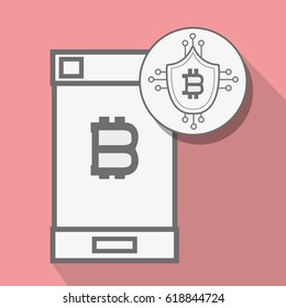 concept smartphone and circuit shield bitcoin money currency