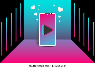 Concept with smartphones in the style of social networks. Mobile app template. Vector illustration