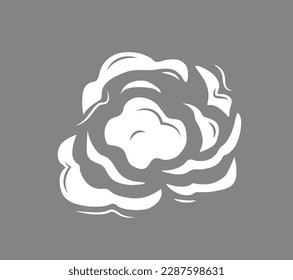Concept Smoke effect. This flat vector cartoon concept illustration features a white cloud of smoke on a grey background, designed for web and graphic design projects. Vector illustration.