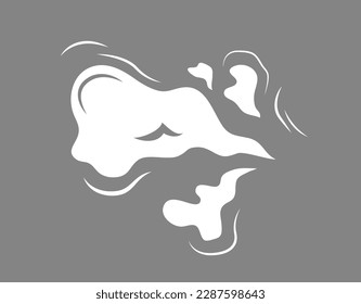 Concept Smoke effect. This is a flat vector cartoon concept illustration of a white cloud of smoke on a grey background, commonly used in web design. Vector illustration.