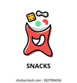 Concept of Snacks icon, flat line design vector illustration, for graphic and web design