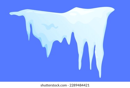 Konzept Schneeeis Flüssige Stelle. Die Illustration ist ein flaches Vektordesign, das ein süßes und skurriges Konzept einer Schneekappe auf blauem Hintergrund zeigt. Vektorgrafik.